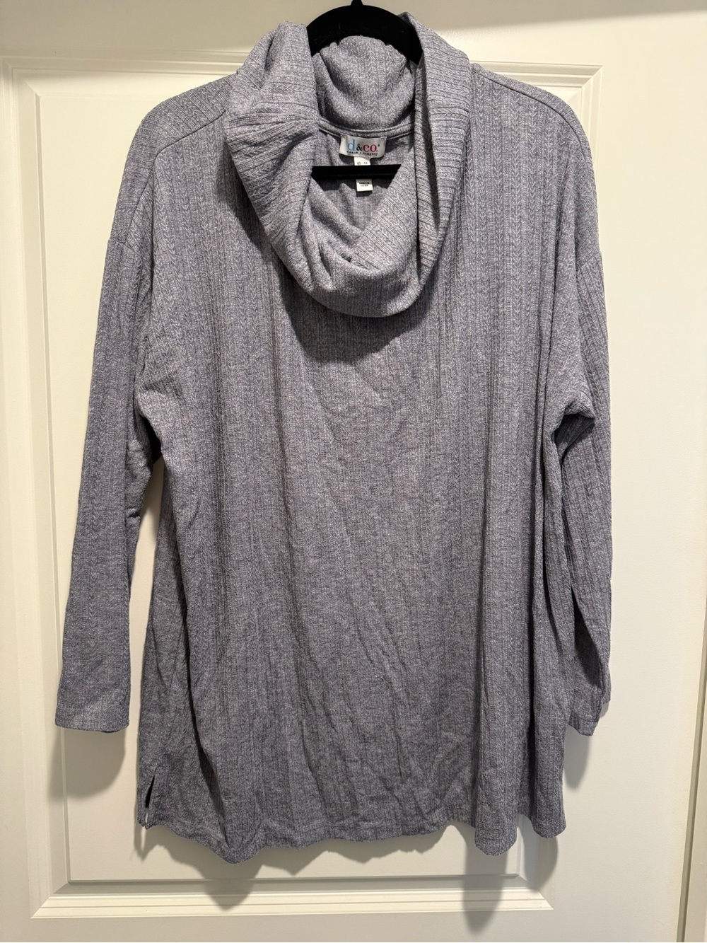 D & Co. Heathered Blue Cowl Neck Women's Sweater
